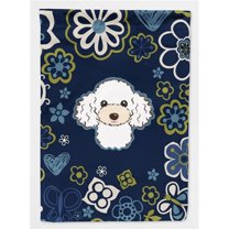 Blue Flowers White Poodle Flag Garden Size BB5108GF