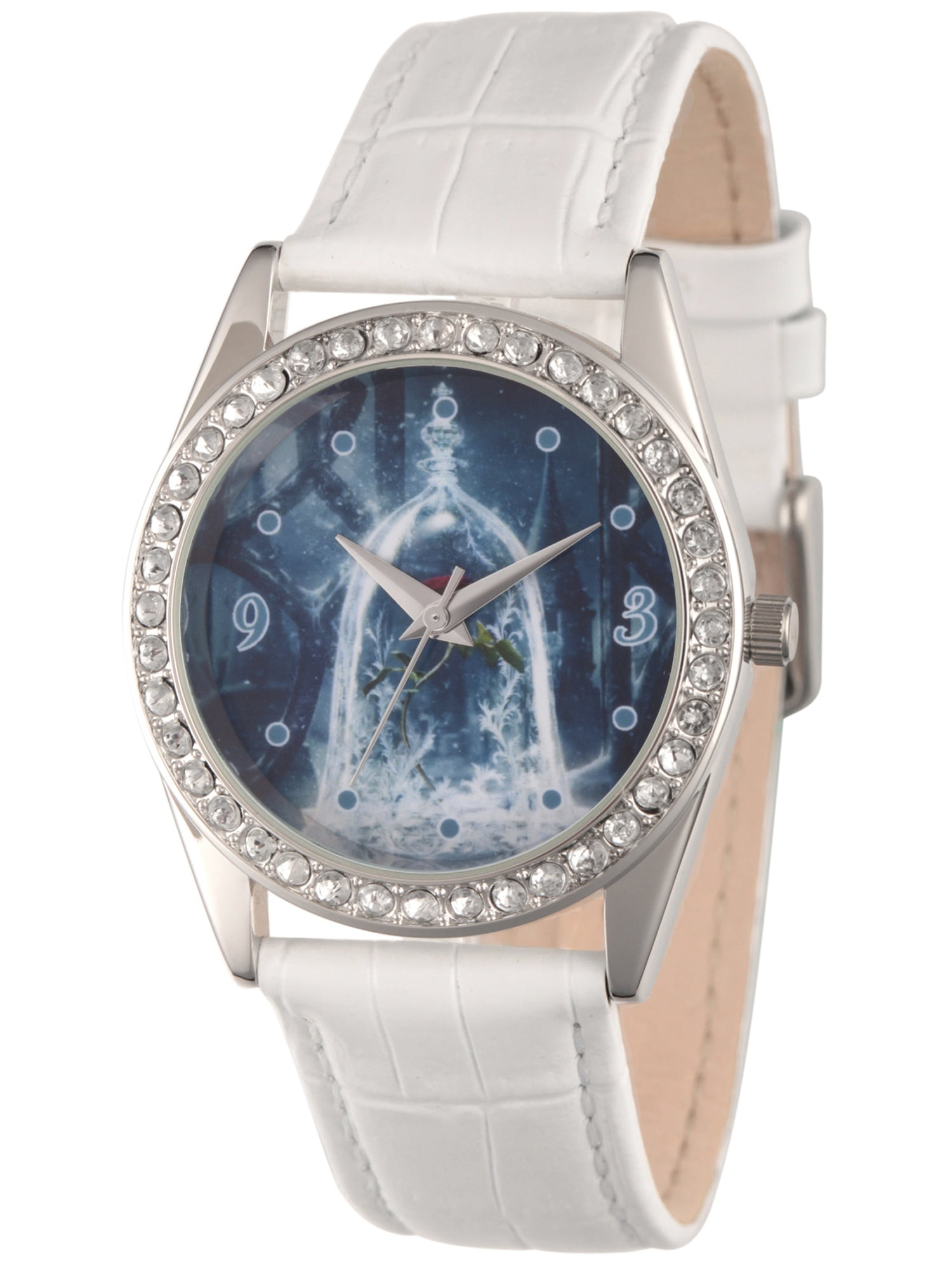 Disney Beauty and the Beast Women's Silver Alloy Glitz Watch, White
