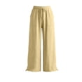 thumbnail image 2 of Bosfbaoi Pants for Women Regular Flat Front Jogger Pants Drawstring Waist Wide Leg Womens Pants with Adjustable Ankle Ties Outdoor Activity Trousers, 2 of 7