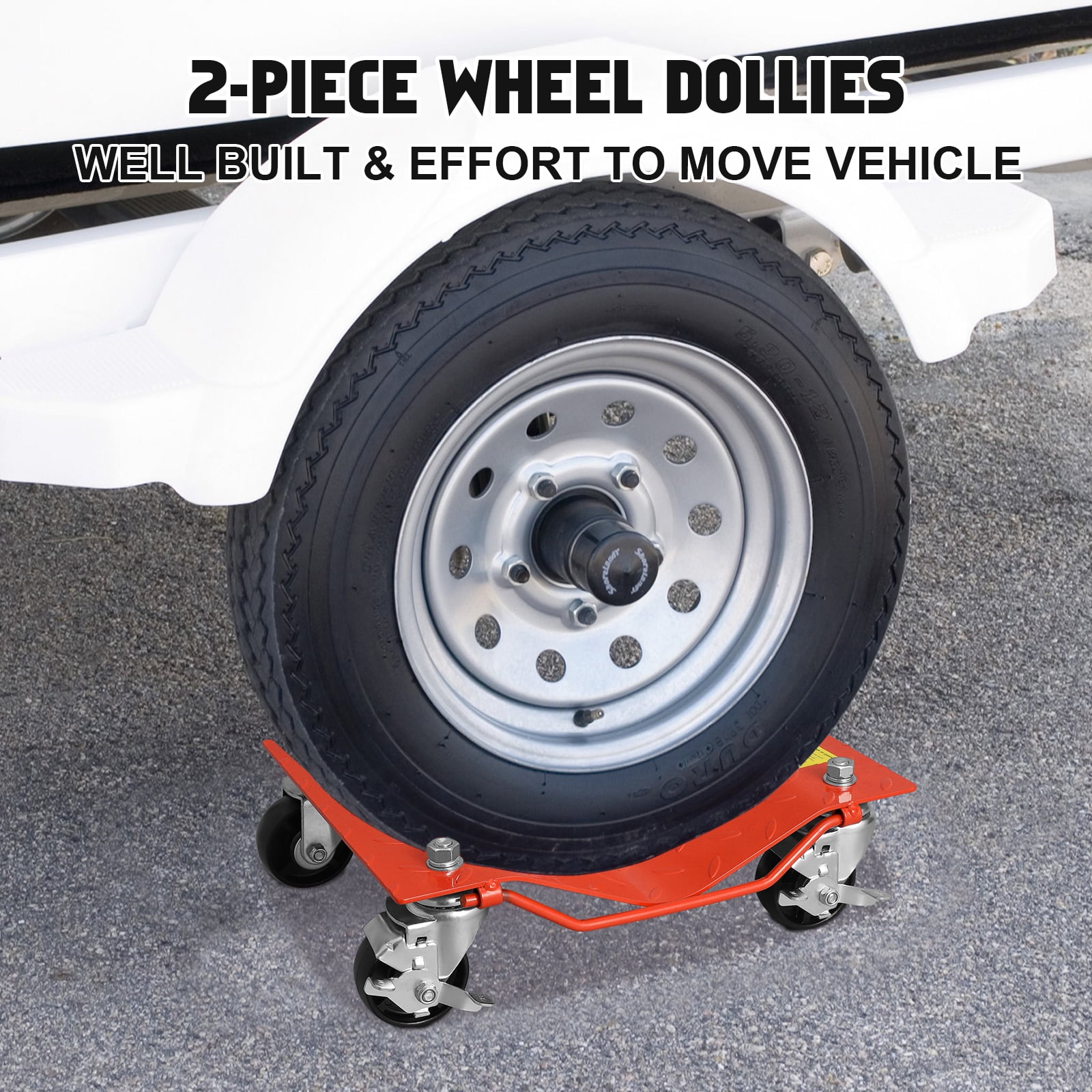 Shininglove 4-Pack Wheel Dolly Set – 1500LBS Capacity per Dolly, 360° Swivel Casters with Locking Brakes, Car Positioning Skates for Garage, Auto Shop, & Vehicle Storage(Orange)