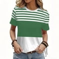 thumbnail image 4 of Otvok Womens Short Sleeve T Shirts Color Block Striped Crew Neck Summer Trendy Tee Shirts Casual Vacation Outfits Fashion Clothes, 4 of 6