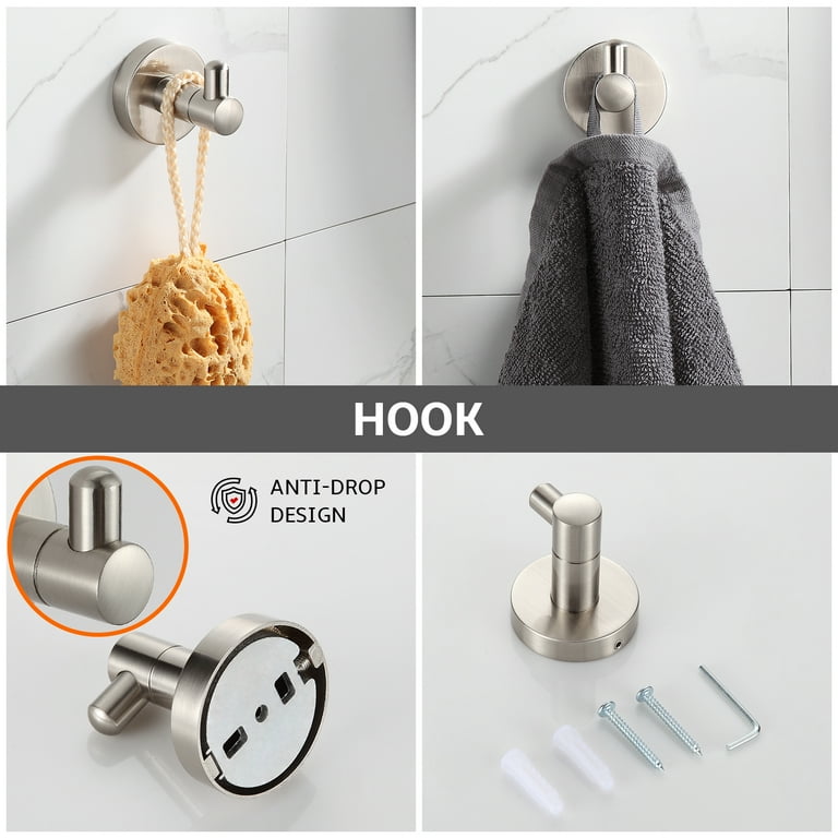 BGL 4 Piece Bathroom Set with Adjustable Towel Rack Bath Ring Holder Brushed Nickel Walmart