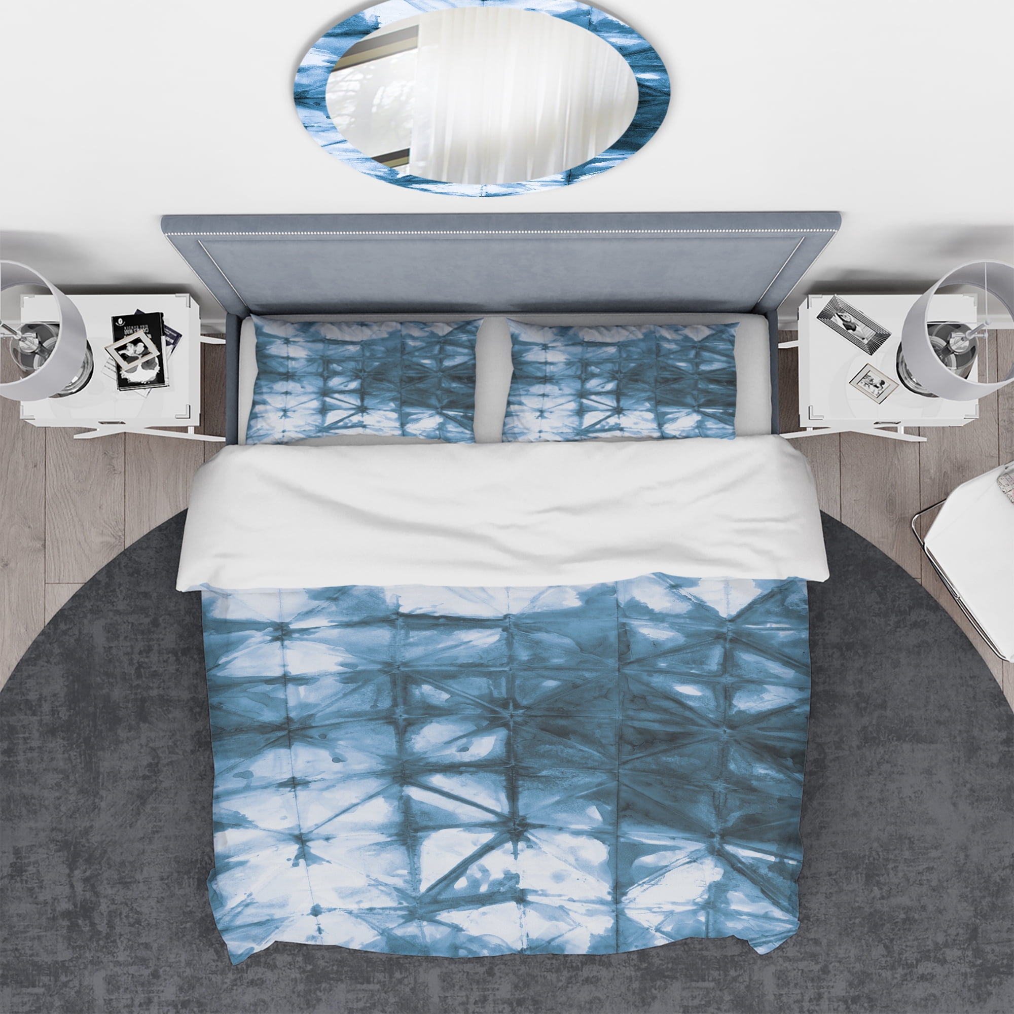 Designart 'Indigo watercolor geometrical III' Geometric Duvet Cover Set