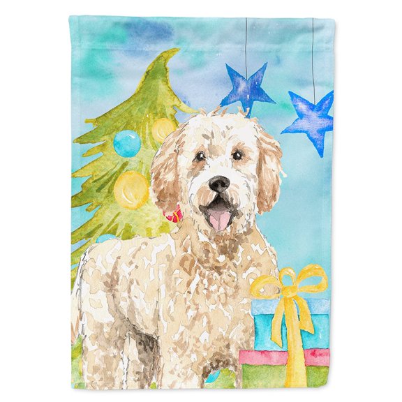 Carolines Treasures CK1879CHF Christmas Tree Goldendoodle Flag Canvas House Size  Large multicolor