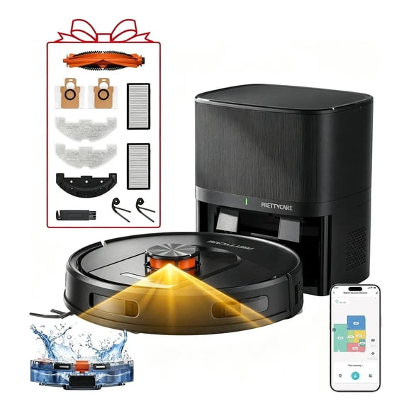 Aspiradora Robot Inteligente Aspira Y Trapea Con Alexa Aspiradora Robótica con Estación de Autovaciado, Navegación LiDAR, Mapeo de Hogar, Ideal para Pelo de Mascotas, Pisos Duros y Alfombras