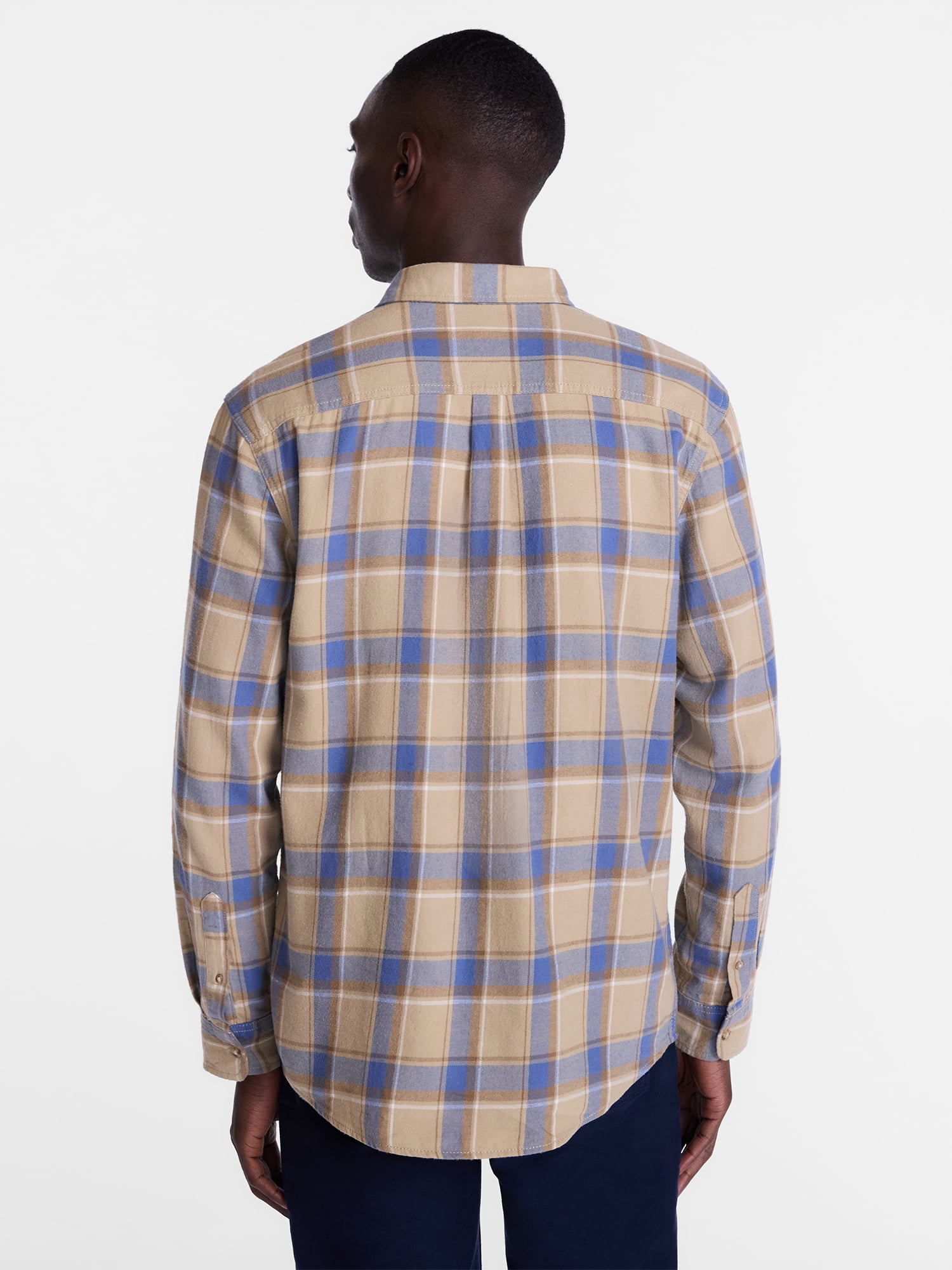 George Men's and Big Men's 100% Cotton Plaid Flannel Shirt with Long Sleeves, Sizes XS-3XL, 2XB-5XB & Tall XLT-3XLT
