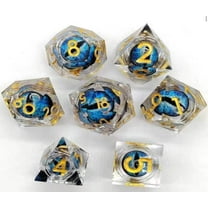 Galactic Dice Premium Dice Sets - Clear Blue Dragon Eyes Sharp Resin Set of 7 Dice