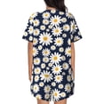 thumbnail image 3 of Naloa Daisy Floral Women's Short-Sleeved Pajama Set, Loungewear, Summer pajamas, Breathable Cozy - Large, 3 of 9