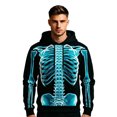 thumbnail image 5 of RUTAYY Men's Hoodie Long Sleeve Halloween Glowing Skeleton Ribcage Graphic Streetwear Sweatshirt Blue, 5 of 5