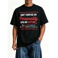 thumbnail image 3 of Men's Personality Attitude Slogan Graphic T-Shirt Cotton Black Short Sleeve Crewneck Oversized, 3 of 8