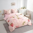 thumbnail image 3 of Homewish Cartoon Cute Strawberry Twin Bedding Sets 7-Piece, Pink Cherry Blossoms Bedding Comforter Set, Teens kids Girls Women Reversible Sheet Sets, Ultra Soft Bedroom Decor, 3 of 7