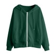 thumbnail image 4 of Womens Casual Tops Women's Solid Sweatshirt Women Fashion Solid Loose Hooded Zipper Hoodie Long Sleeve Jacket, 4 of 4