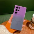 thumbnail image 2 of Magnetic Case for Samsung Galaxy S22 Ultra 5G, Luxury Gradient Neon Color Case Compatible with MagSafe Charger Cover with Camera Lens Protector Pretty Phone Case for Women and Girl -Purple Grey, 2 of 14