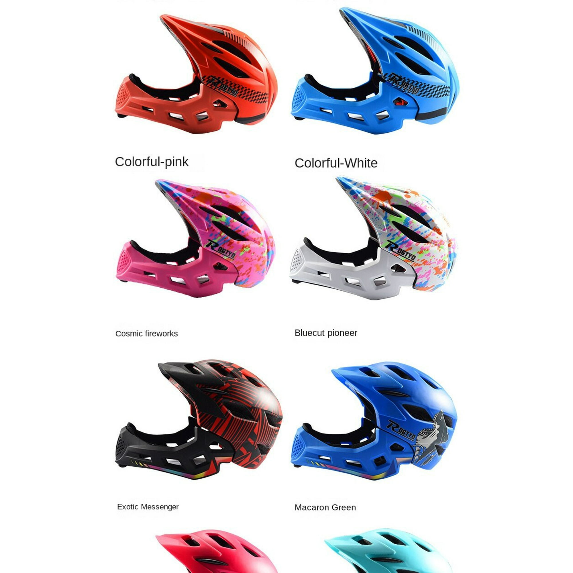 Youyo Kids Full Face Bike Helmet Kids Mountain Bike Helmet Kids Full Face Bike Helmet Youth Mountain Bike Helmet Toddler Detachable Skateboard Ages 3
