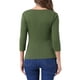 thumbnail image 3 of BLUSA RUCHADA PARA MUJERES CHIC INSPIRE CON BOTONES DECORATIVOS, CUELLO EN V, MANGAS 3/4, TEJIDO SÓLIDO, COLOR VERDE OLIVA, 3 of 5