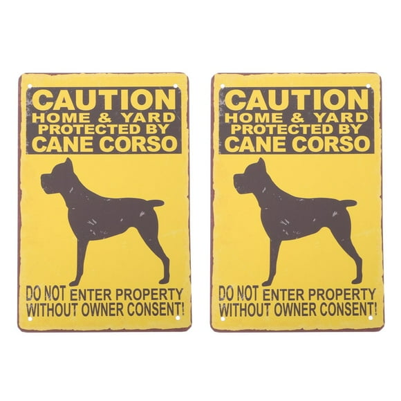 EIMELI 2PCS Dog Warning Signs Vintage Decorative Signs Painting Metal Signs for Lawn