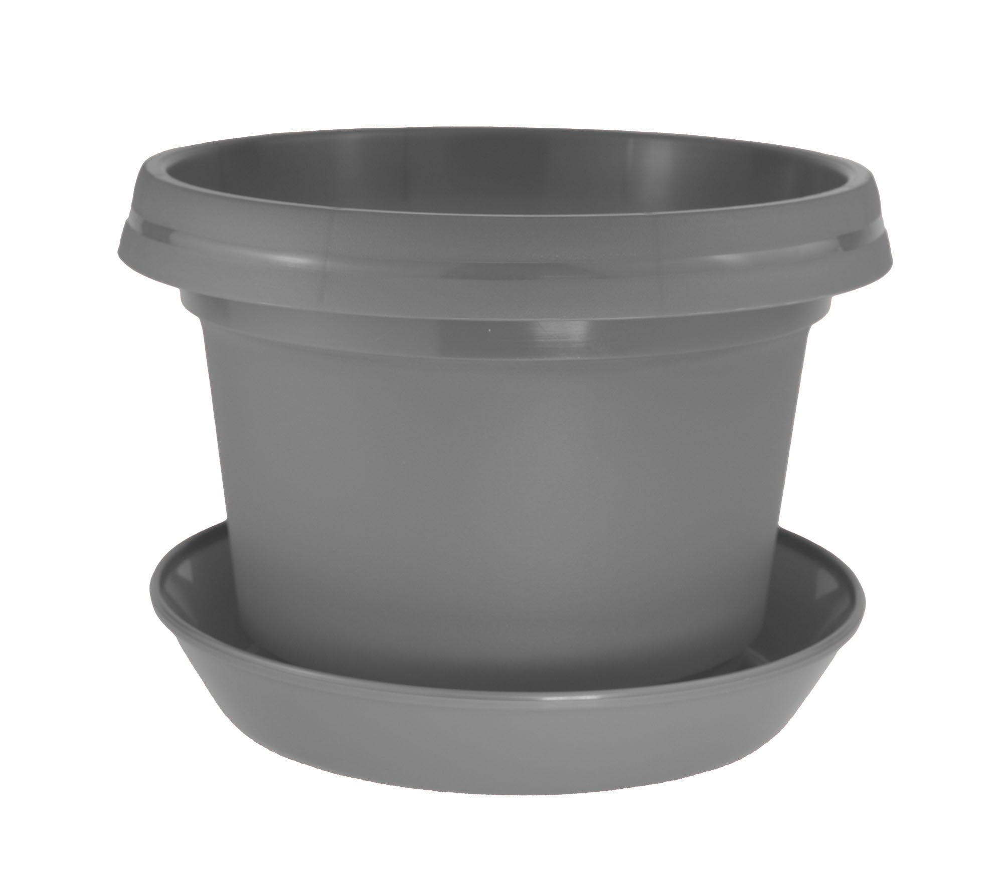 Austin Planter 12 inch Single Flower Pot and Saucer, Grey