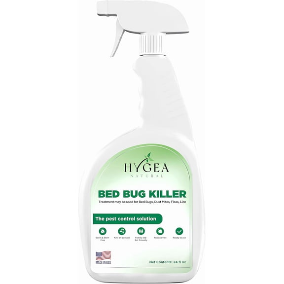 Hygea Natural Bed Bugs & Lice Treatment Spray - Child & Pet Safe, Odorless, Non-Toxic & Stain-Free Tick Treatment, 128oz (Gallon Refill)