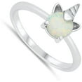 thumbnail image 4 of CHOOSE YOUR COLOR White Simulated Opal Unicorn Ring .925 Sterling Silver Band CZ Female Size 10, 4 of 4