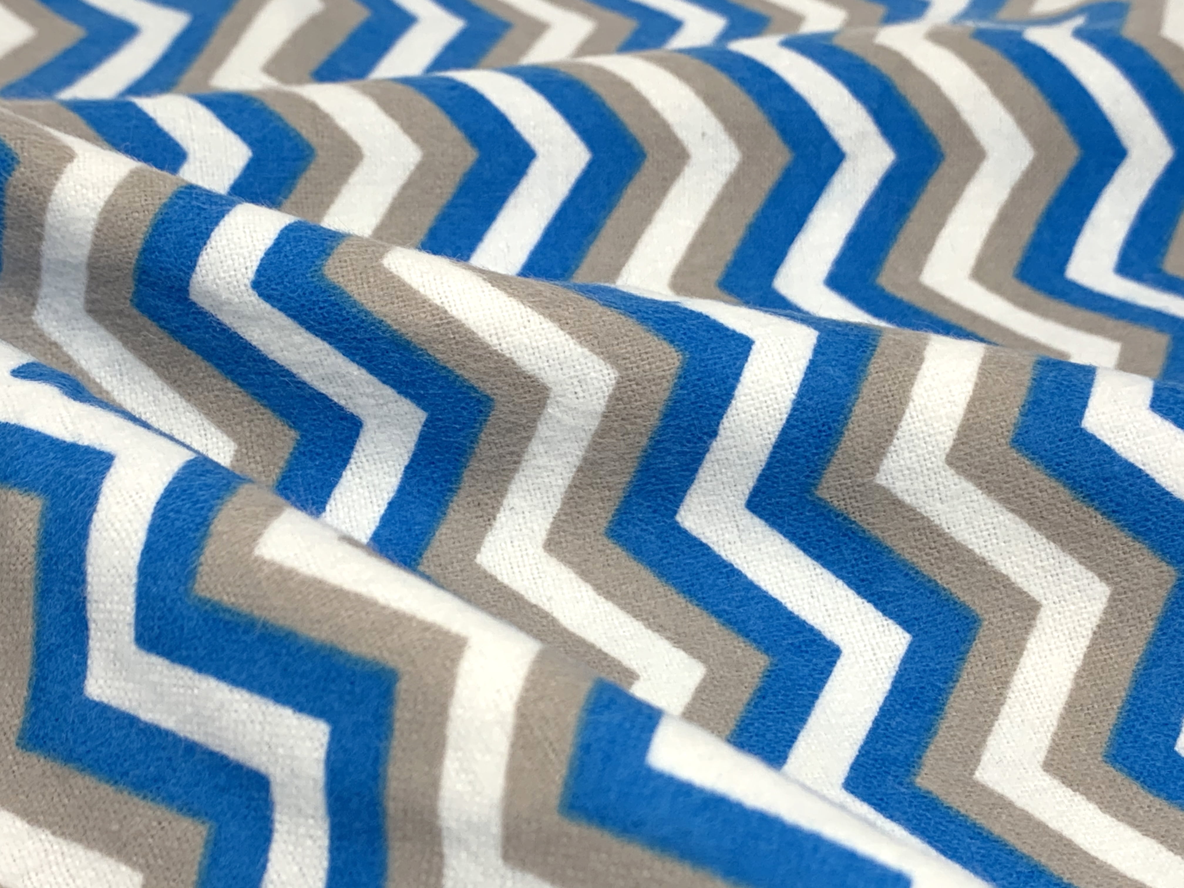RTC Fabrics 42'/43' 100% Cotton Flannel Chevron Blue Color Crafting Fabric by the Yard