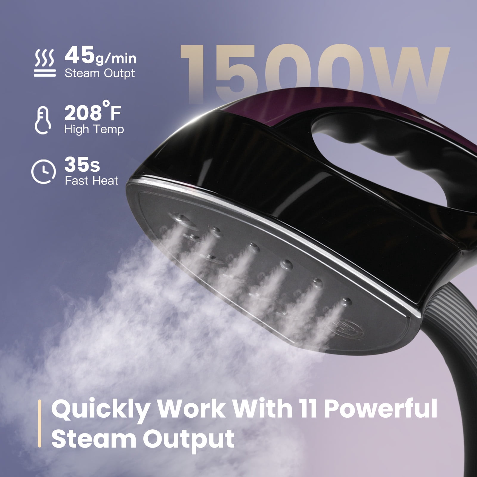 Advwin 1500W Standing Garment Steamer with 2.3L Water Tank, Adjustable Double Rod, 10 Ironing Modes, 35s Fast Heat-Up, Flat & Hanging Ironing