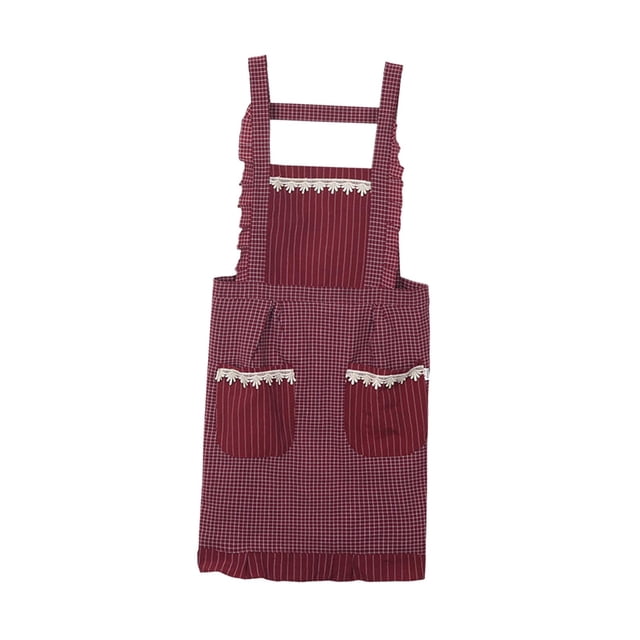 Delantal de cocina de algodón con bolsillos Delantal de barista para cocina Rojo