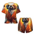 thumbnail image 4 of Lsque Cartoon Puppy Sunset Women's Short-Sleeved Pajama Set - 2 Piece Soft and Lightweight Sleepwear Set-4X-Large, 4 of 9