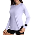 thumbnail image 2 of Avrnliq Womens Purple UPF 50+ UV Sun Protection Long Sleeve Rash Guard Quick Dry 4 Way Stretch Thumb Hole Outdoor Swim Hiking Active Top,Size S, 2 of 6