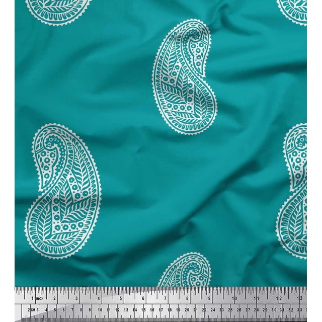 Soimoi Tissu Poly Georgette Imprimé Cachemire au Mètre 52 Pouces de Large