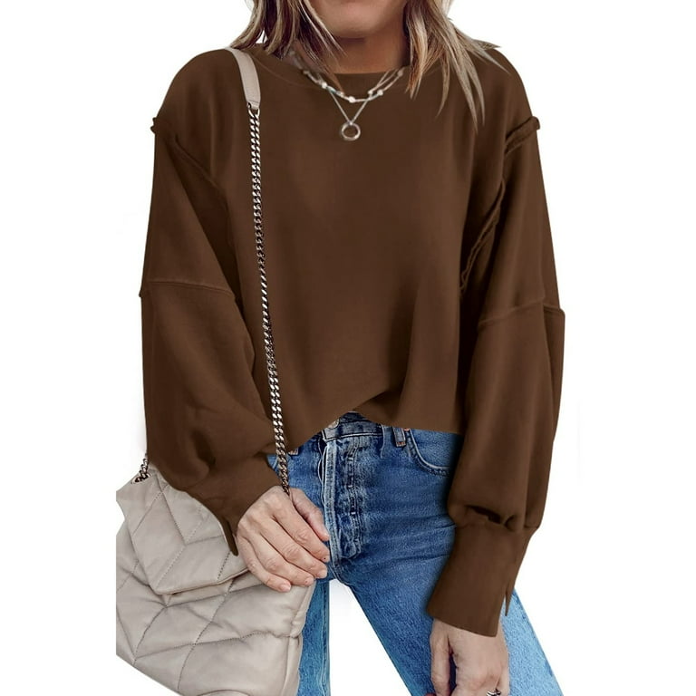 Baberdicy Drop Shoulder Sweatshirt Womens Oversized Crewneck Baberdicy Drop Shoulder Sweatshirt Womens Oversized Crewneck