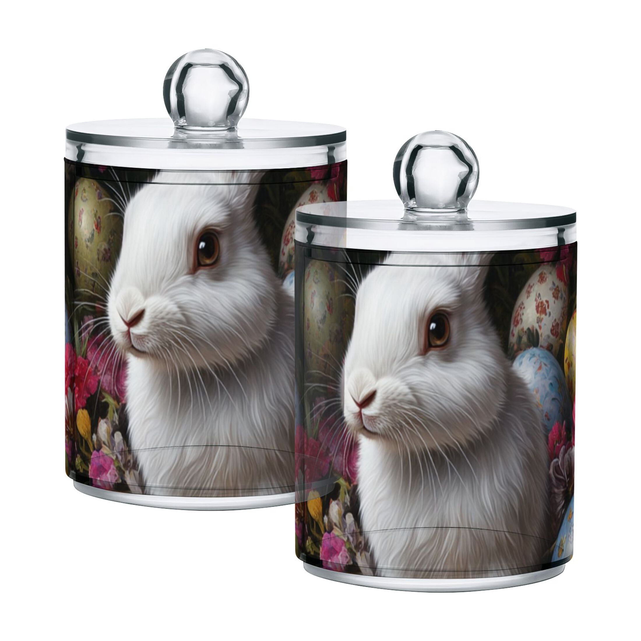 Ckdifva Rabbit Easter Eggs Storage Jar with Lid Acrylic Organization Storage Containers Set of 4
