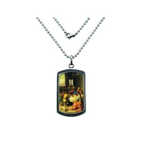 Men's Stainless Steel Last Supper Dog Tag Pendant, 24