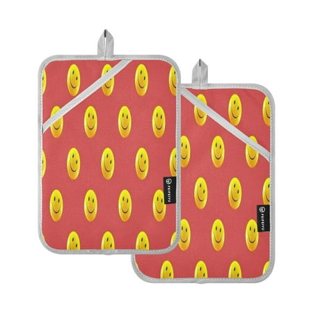 

Vzayy Kitchen Pot Holders Sets Heat Resistants for Cooking Baking Yellow Smiley Face