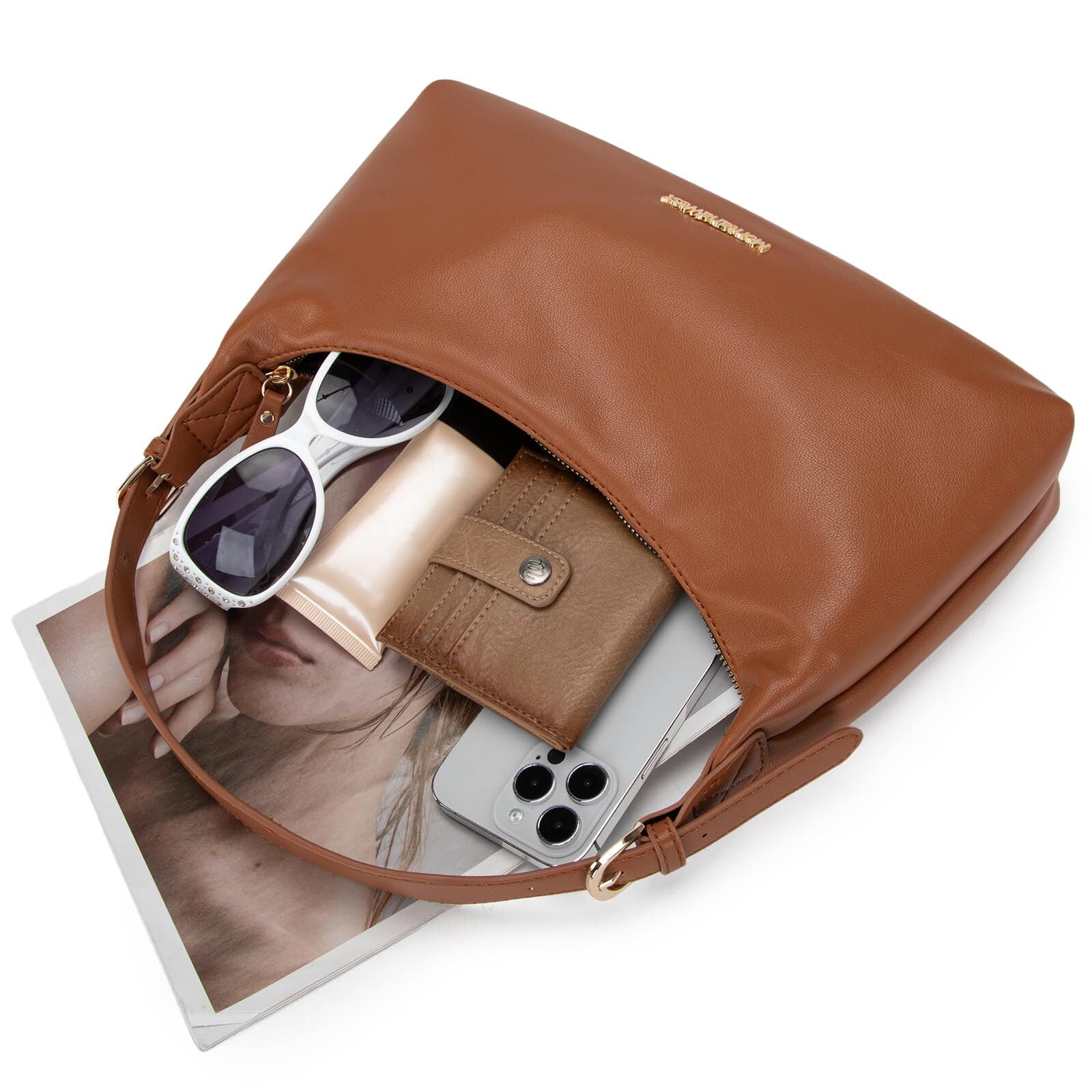 Montana West Hobo Bags for Women Shoulder Trendy Purses Leather Clutch Purse and Handbags, Brown