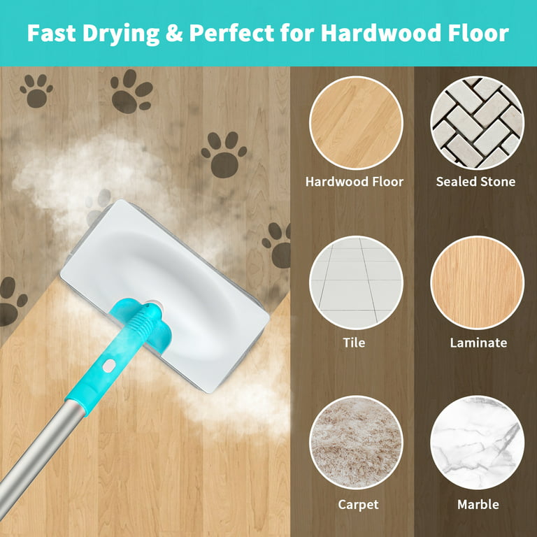 VEVOR Steam Mop 5-in-1 Hard Wood Floor Cleaner with 4 Replaceable Brush Heads for Various Hard Floors Like Ceramic Granite Marble Linoleum Natural