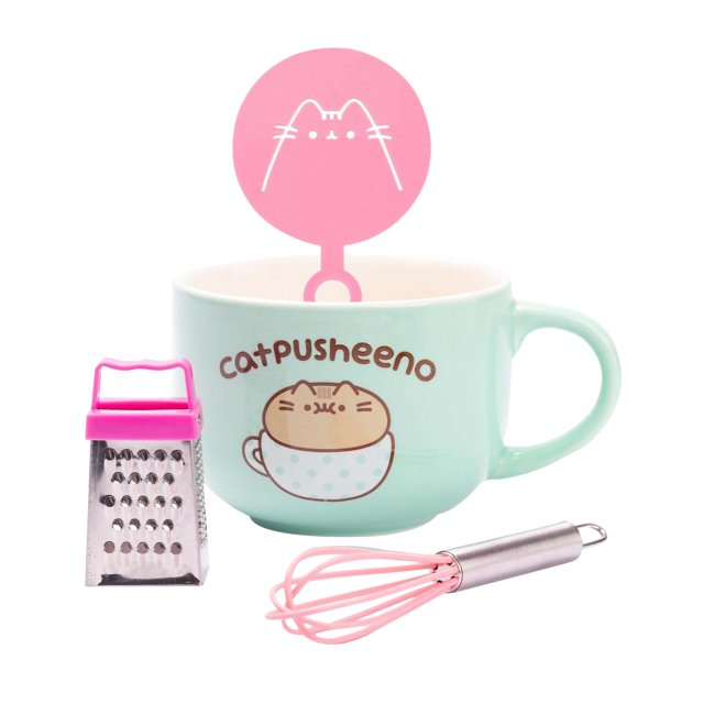 Pusheen - Set de Taza y Plantilla Catpusheeno (Turquesa, Rosa)