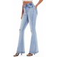 thumbnail image 1 of Pantalones vaqueros acampanados para mujer, vaqueros acampanados de cintura alta rasgados, cintura elástica, dobladillo crudo, pantalones vaqueros ajustados elásticos, 255-blue6, 1 of 5
