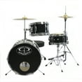 GP Percussion 3Piece Complete Junior Drum Set, Black
