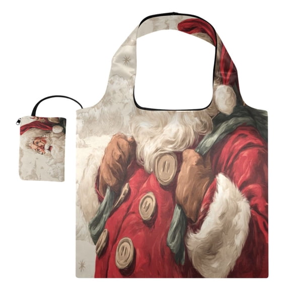 Large Capacity Print Tote Bag,Lightweight Portable Foldable Shopping Bag Santa Claus Carrying Gifts