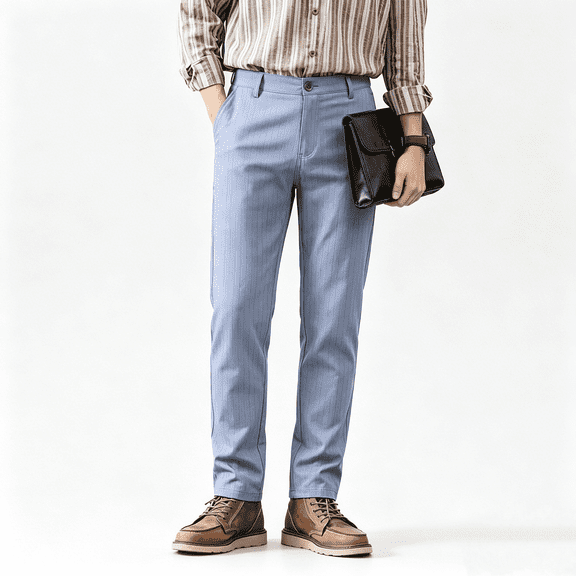 GINGTTO Men‘s Stretch Pinstripe Chino Pants, Slim Fit