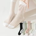 thumbnail image 4 of Women's Lace Socks Ruffle Pointelle Knit Crew Socks Soft Cozy for Daily Wear, 4 of 7