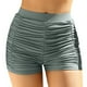 thumbnail image 1 of Prolriy - Bañador corto para mujer, talla grande, cintura alta, tipo slip de playa, fruncido, corte alto, cobertura completa, para yoga, deportivo, color gris, talla XL, 1 of 6