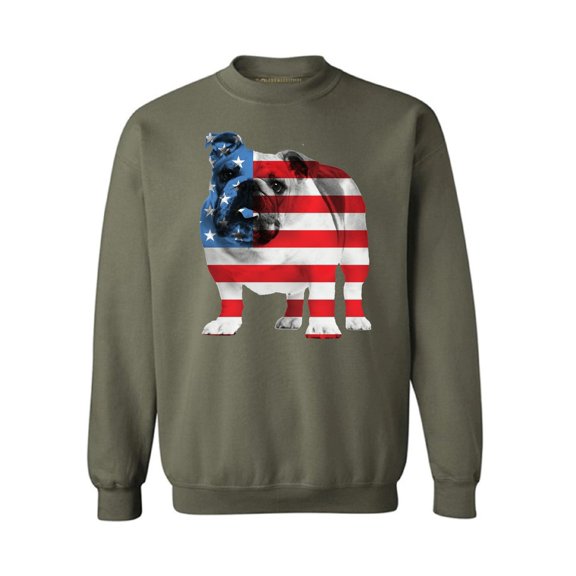 Awkward Styles Unisex USA Flag Bulldog American Patriotic Graphic Sweatshirt Tops 4th Of July Gifts