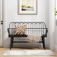thumbnail image 5 of CBJCBJ Rustic Farmhouse Solid Wood Entryway Bench with Spindle Back, Small Indoor Wooden Dining Bench, Black, 5 of 9