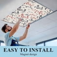 thumbnail image 5 of 1 Pack Farm Black Red Leaves Fluorescent Light Covers for Ceiling Lights Country Style Leaf Floral Retro Linen Magnetic Ceiling Light Covers Overhead Light Filters for Office Classroom Home, 5 of 9