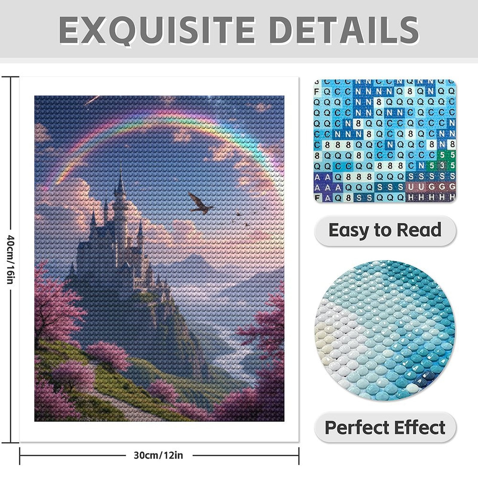 Diamond Art Kits for Adults - 5d Sunset Castle Rainbow Blossoms Diamond Painting for Adults, Diamond Art for Adults Beginners, Diamond Painting Kits for Adults for Home Wall Decor