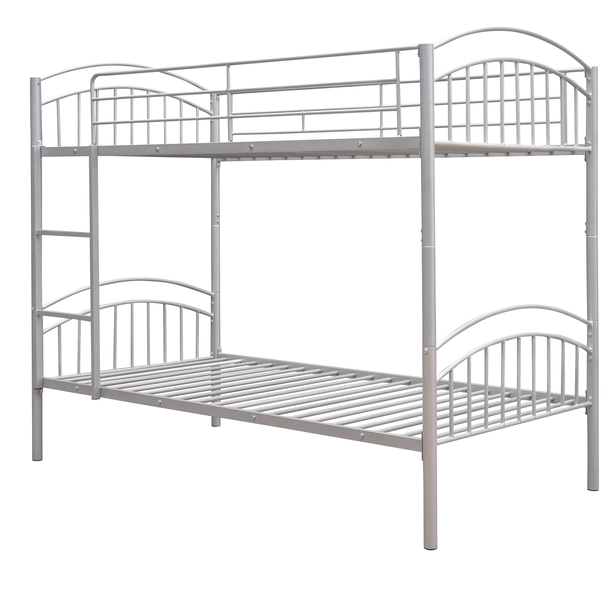 Gewnee Convertible Twin over Twin Heavy Duty Metal Bunk Bed with Ladder for Kids Teens,Silver