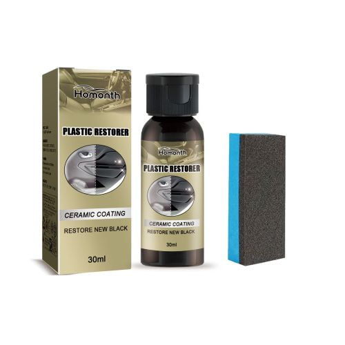 Restaurador de Plásticos Automotrices Homonth, Agente para Limpieza y Brillo de Tableros e Interiores, Kit de Mantenimiento con Aplicador de Esponja para Molduras de Vehículos