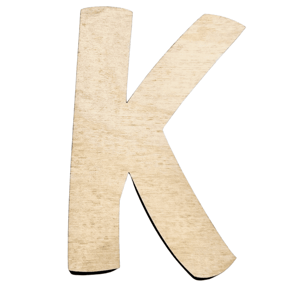 14" Tall Birch Wood Letter K | 1/4" Thick | Wood Craft Letter | American Font