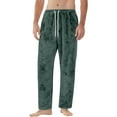 thumbnail image 5 of Dresfit Flannel Pajama Pants Mens Winter Fuzzy Pajamas Fleece Lined Pant Thick Warm Drawstring Solid Color Bottoms Lounge Comfort Plush Sleepwear with Pockets Dark Green M, 5 of 9